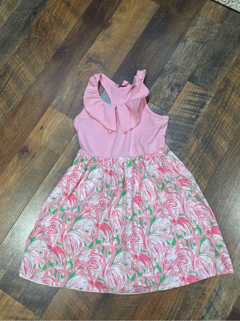 Lilly Pulitzer pink flamingo dress girl size 6/7